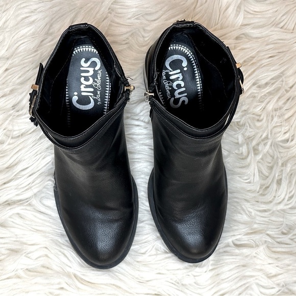 Circus by Sam Edelman Jolie Black Leather Fringe Bootie Size 7.5 - Picture 3 of 8
